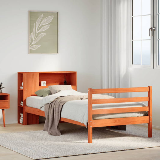Letto Libreria senza Materasso Marrone Cera 75x190 cm Legno - homemem39