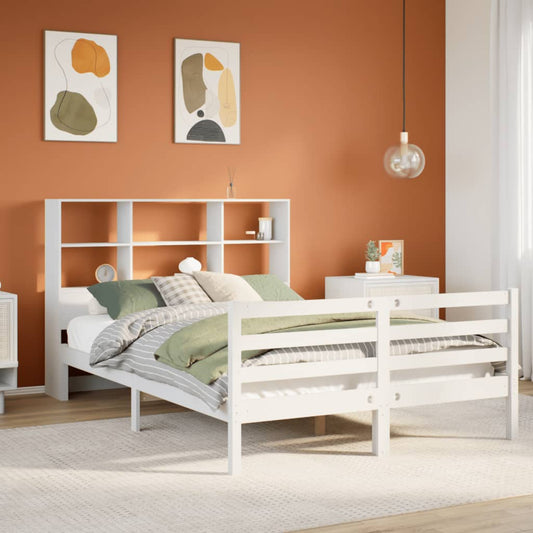 Letto Libreria senza Materasso Bianco 120x190 cm Legno di Pino - homemem39