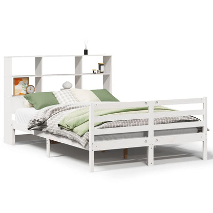 Letto Libreria senza Materasso Bianco 140x190 cm Legno di Pino - homemem39