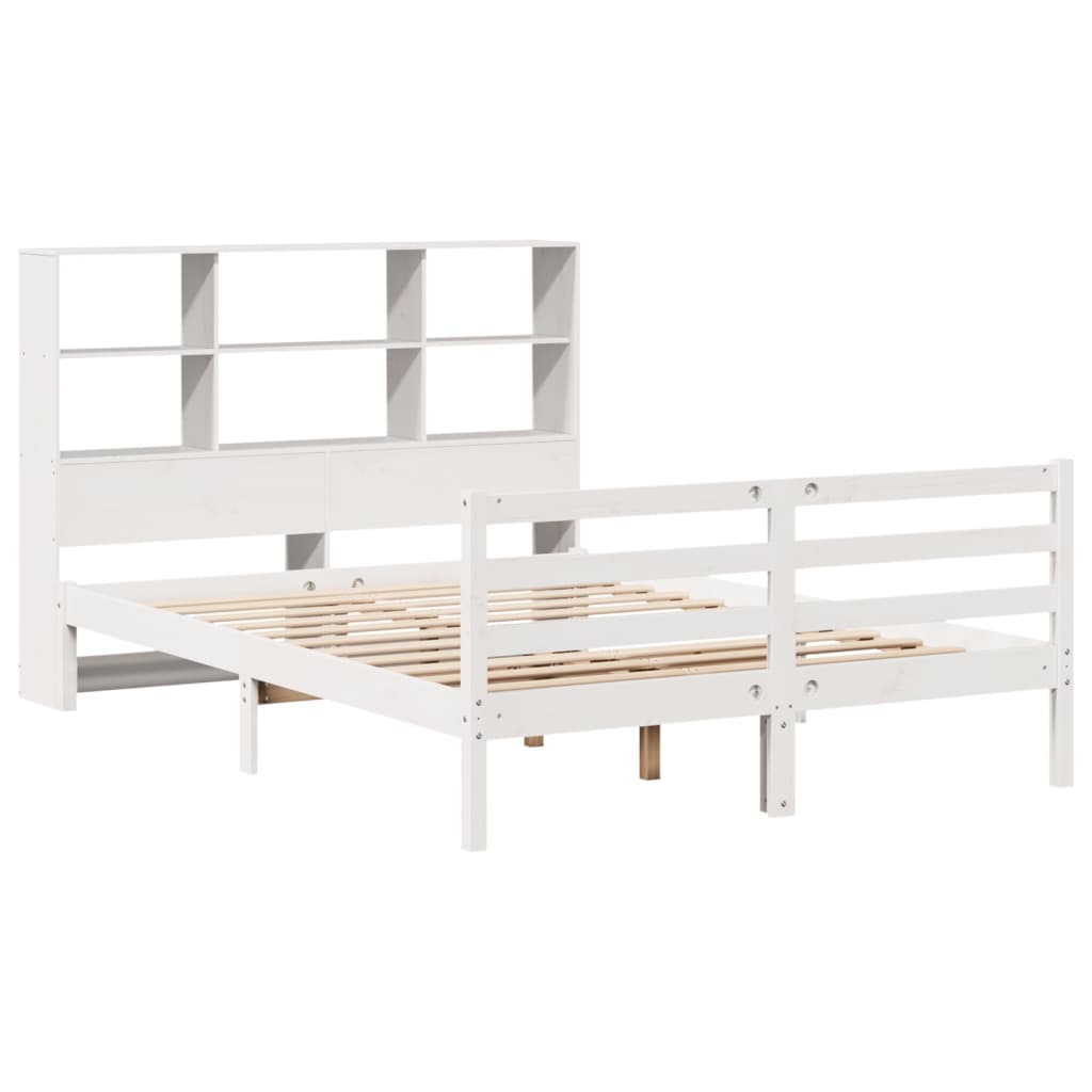 Letto Libreria senza Materasso Bianco 140x190 cm Legno di Pino - homemem39