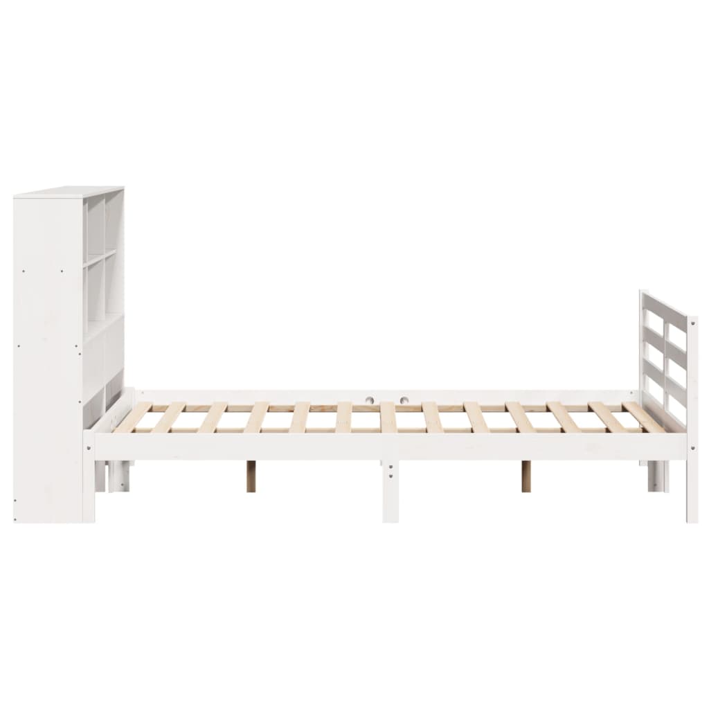 Letto Libreria senza Materasso Bianco 140x190 cm Legno di Pino - homemem39