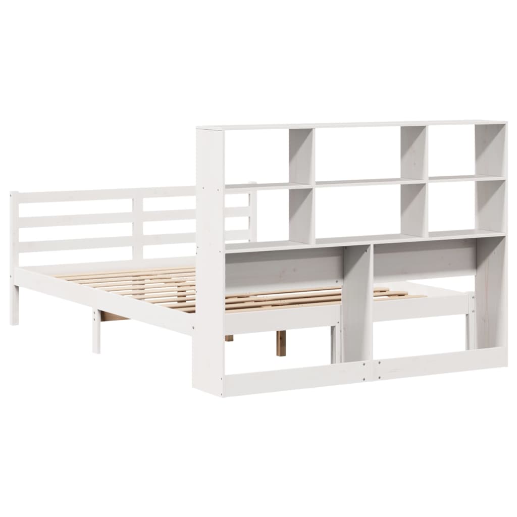 Letto Libreria senza Materasso Bianco 140x190 cm Legno di Pino - homemem39
