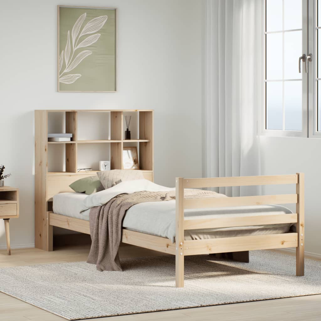 Letto Libreria senza Materasso 90x200 cm Legno Massello Pino - homemem39
