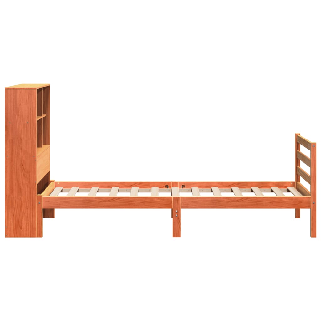 Letto Libreria senza Materasso Marrone Cera 75x190 cm Legno - homemem39