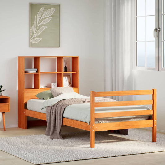 Letto Libreria senza Materasso Marrone Cera 75x190 cm Legno - homemem39
