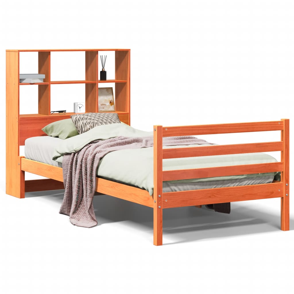 Letto Libreria senza Materasso Marrone Cera 90x190 cm Legno - homemem39