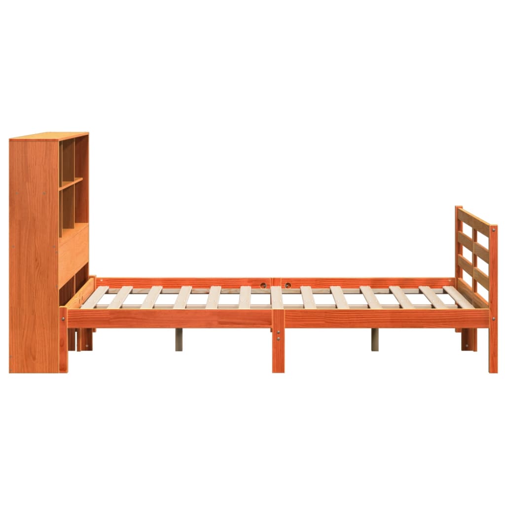Letto Libreria senza Materasso Marrone Cera 135x190 cm Legno - homemem39