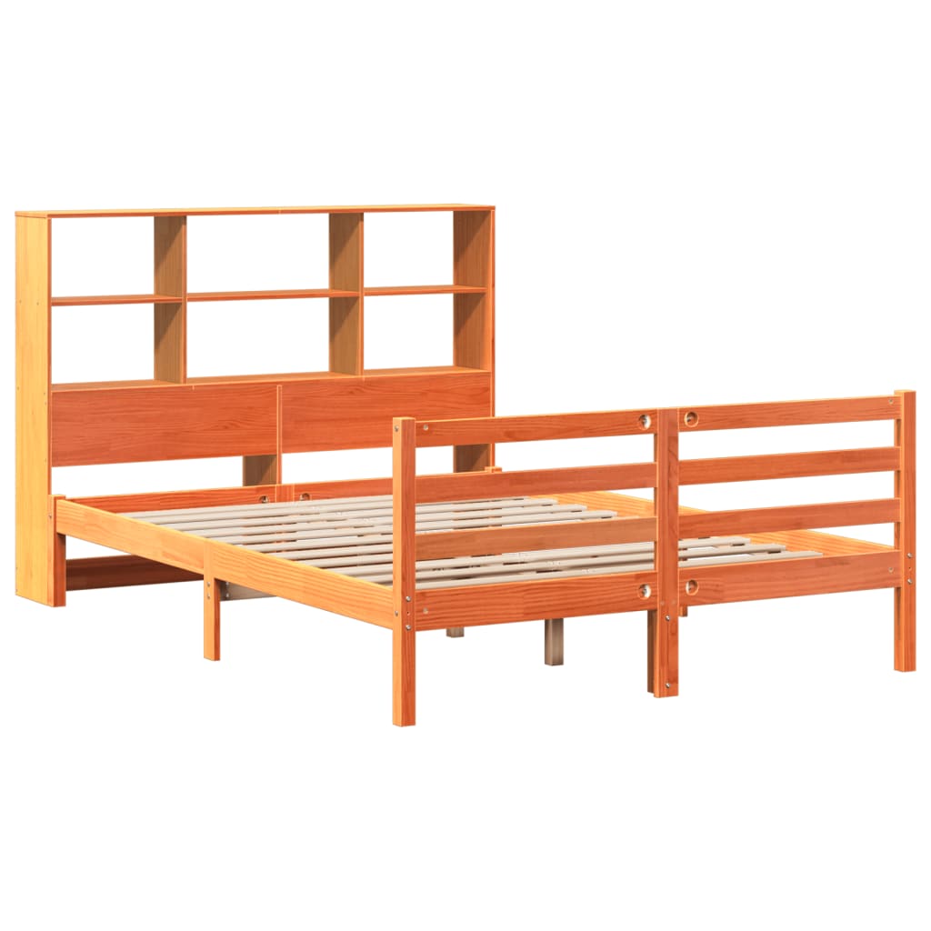 Letto Libreria senza Materasso Marrone Cera 150x200 cm Legno - homemem39