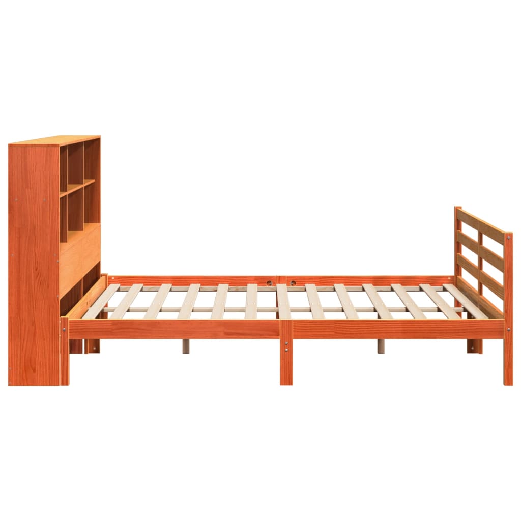 Letto Libreria senza Materasso Marrone Cera 200x200 cm Legno - homemem39