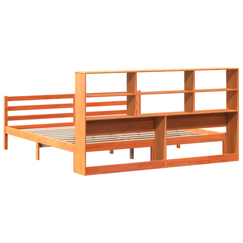Letto Libreria senza Materasso Marrone Cera 200x200 cm Legno - homemem39