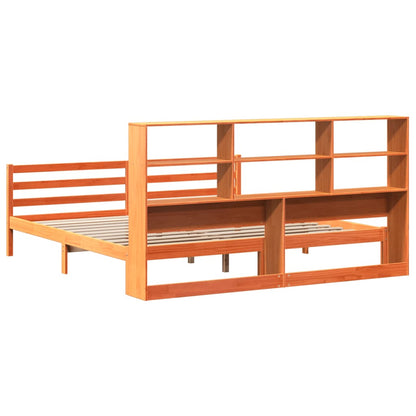 Letto Libreria senza Materasso Marrone Cera 200x200 cm Legno - homemem39