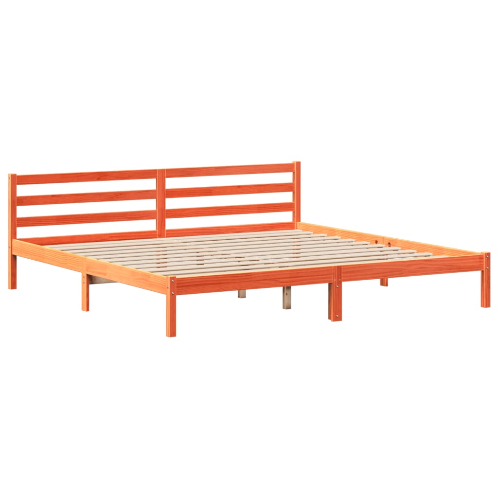 Letto Libreria senza Materasso Marrone Cera 200x200 cm Legno - homemem39