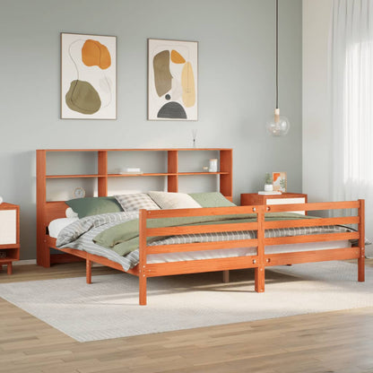 Letto Libreria senza Materasso Marrone Cera 200x200 cm Legno - homemem39