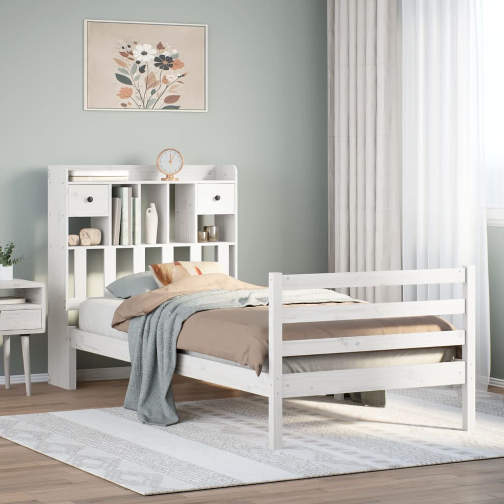 Letto con Libreria senza Materasso 75x190 cm in Legno Pino - homemem39