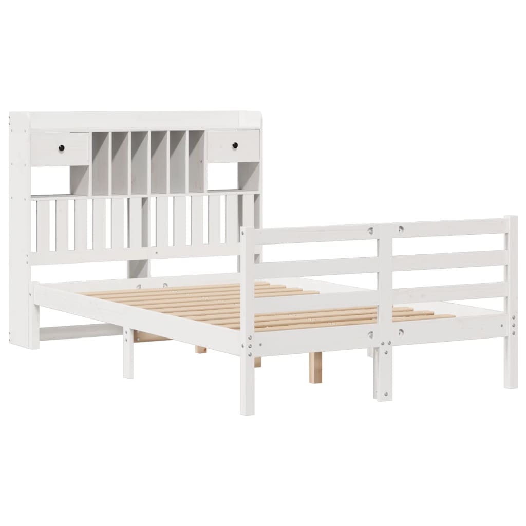 Letto Libreria senza Materasso Bianco 135x190 cm Legno di Pino - homemem39