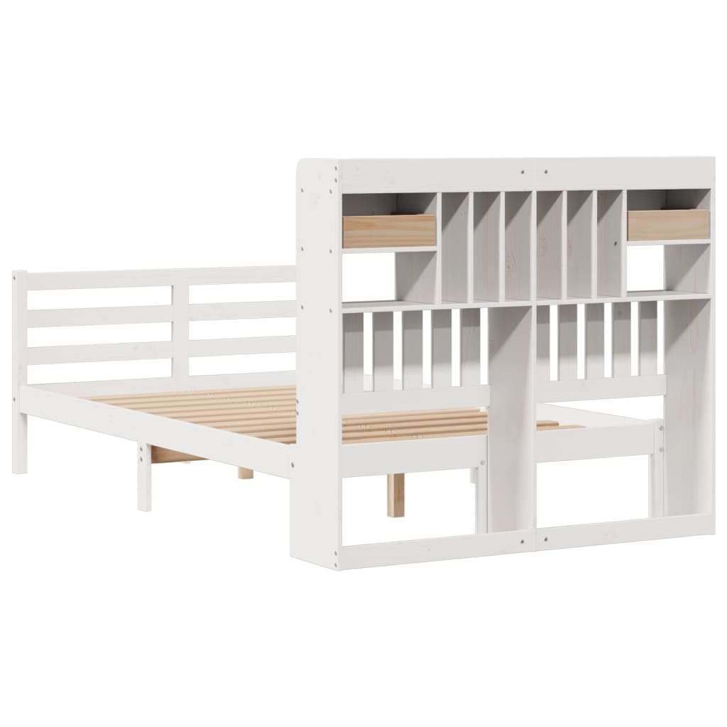 Letto Libreria senza Materasso Bianco 135x190 cm Legno di Pino - homemem39