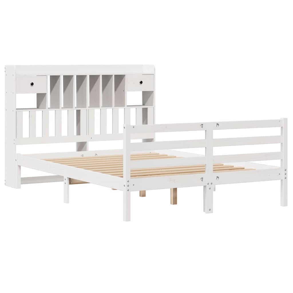 Letto Libreria senza Materasso Bianco 140x190 cm Legno di Pino - homemem39