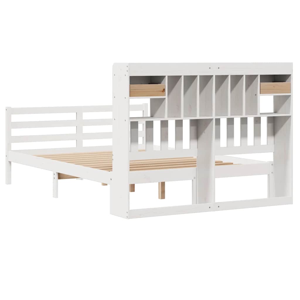 Letto Libreria senza Materasso Bianco 140x190 cm Legno di Pino - homemem39