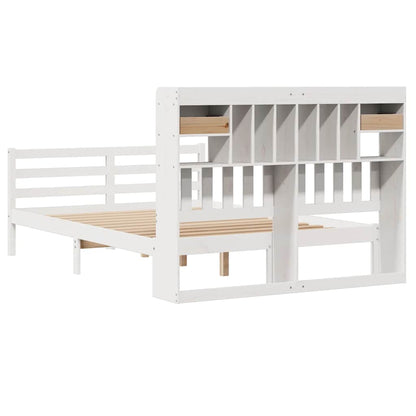 Letto Libreria senza Materasso Bianco 140x190 cm Legno di Pino - homemem39