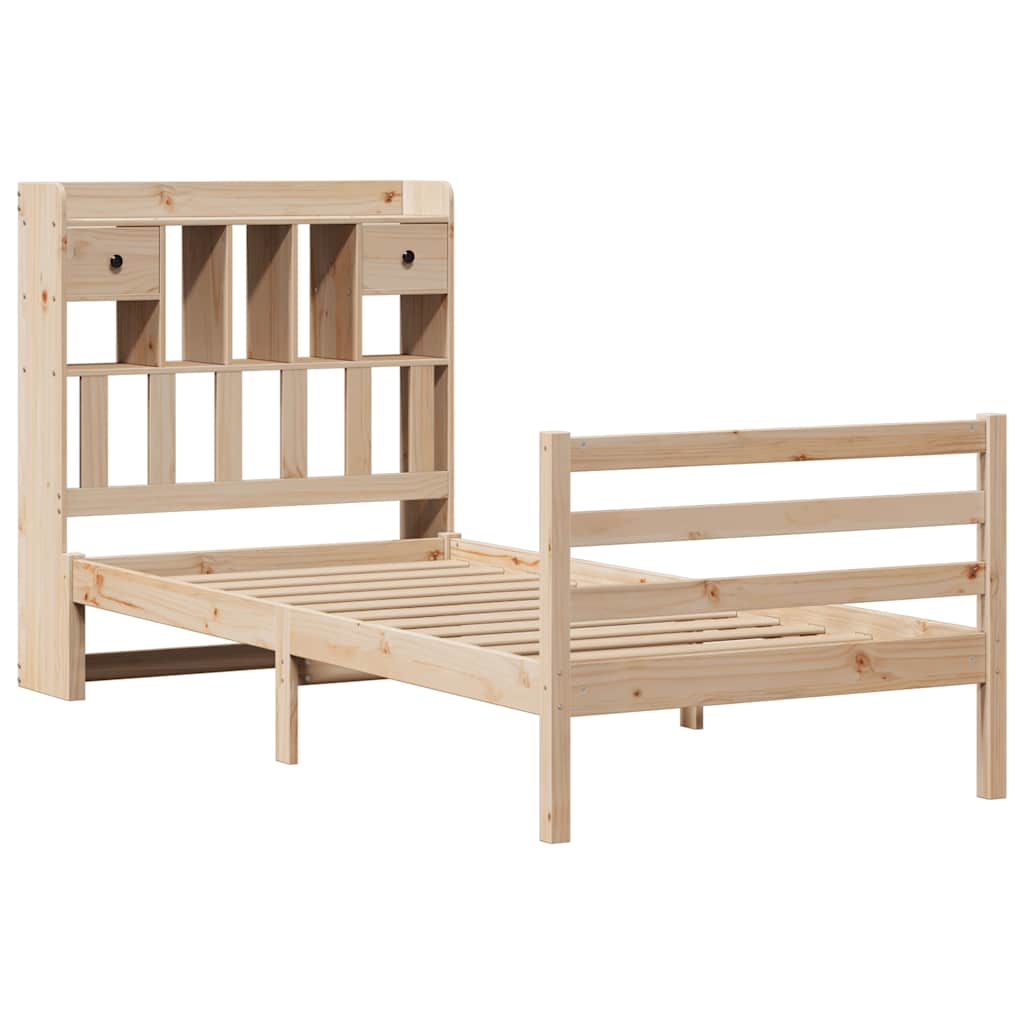 Letto Libreria senza Materasso 90x200 cm Legno Massello Pino - homemem39