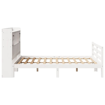 Letto Libreria senza Materasso Bianco 150x200 cm Legno di Pino - homemem39