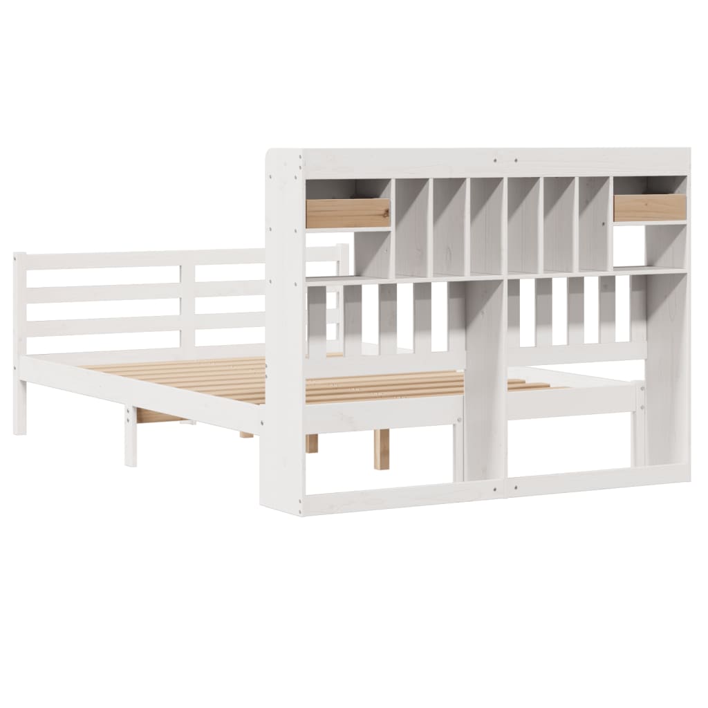 Letto Libreria senza Materasso Bianco 150x200 cm Legno di Pino - homemem39