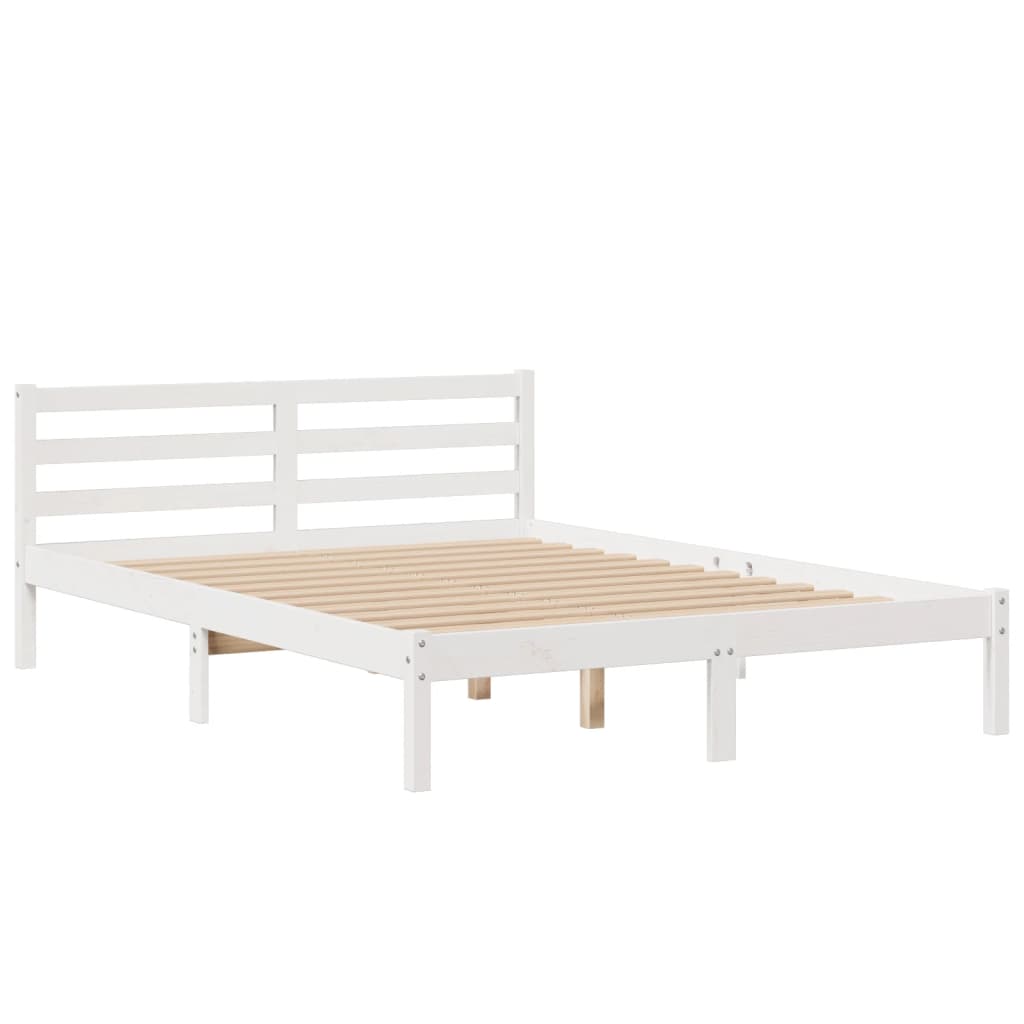 Letto Libreria senza Materasso Bianco 150x200 cm Legno di Pino - homemem39