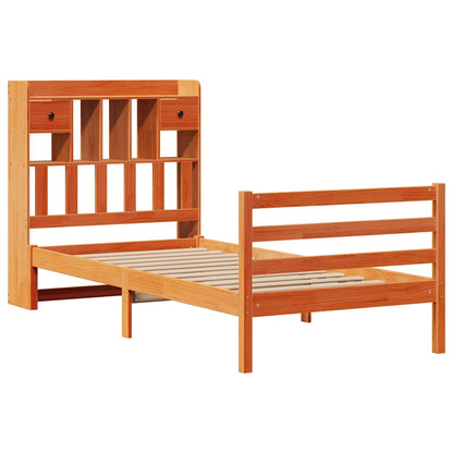 Letto Libreria senza Materasso Marrone Cera 75x190 cm in Pino - homemem39