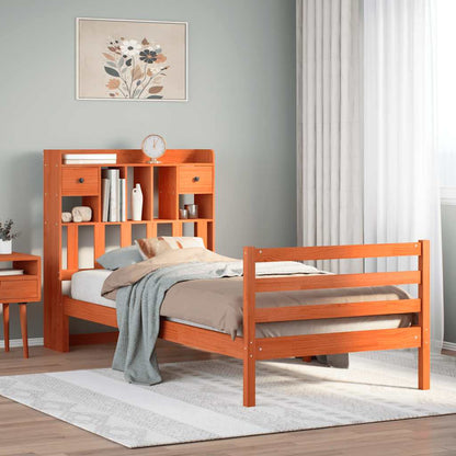 Letto Libreria senza Materasso Marrone Cera 75x190 cm in Pino - homemem39
