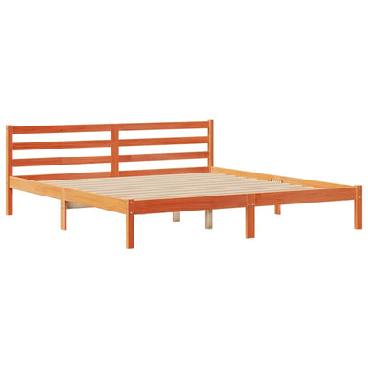 Letto Libreria senza Materasso Marrone Cera 200x200 cm in Pino - homemem39