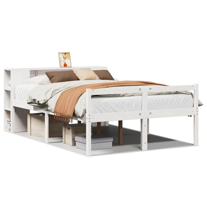 Letto Libreria senza Materasso Bianco 140x190 cm Legno di Pino | homemem39