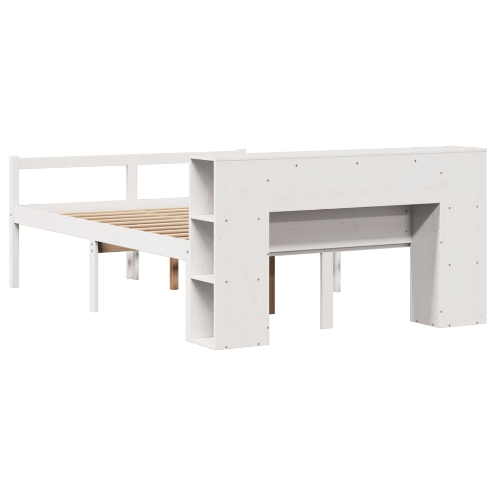 Letto Libreria senza Materasso Bianco 150x200 cm Legno di Pino - homemem39