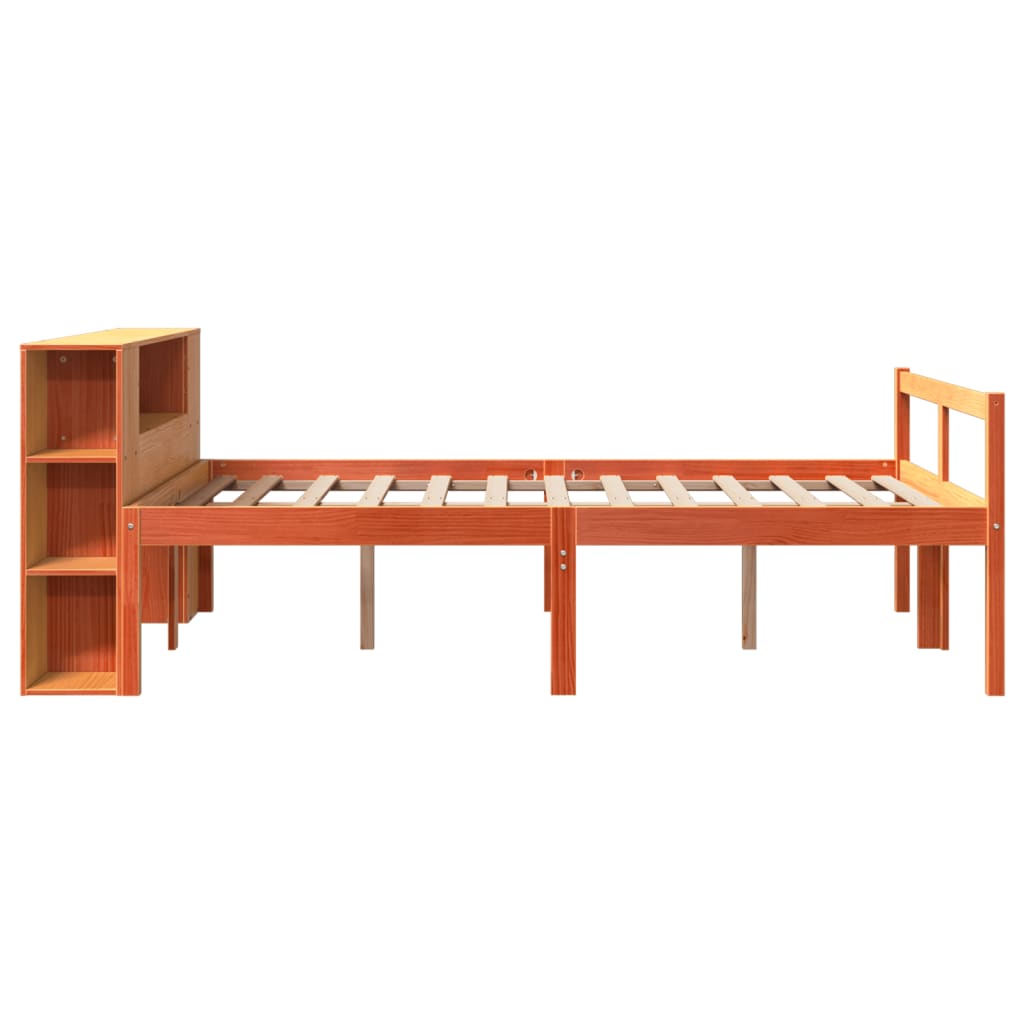 Letto Libreria senza Materasso Marrone Cera 135x190 cm Legno - homemem39