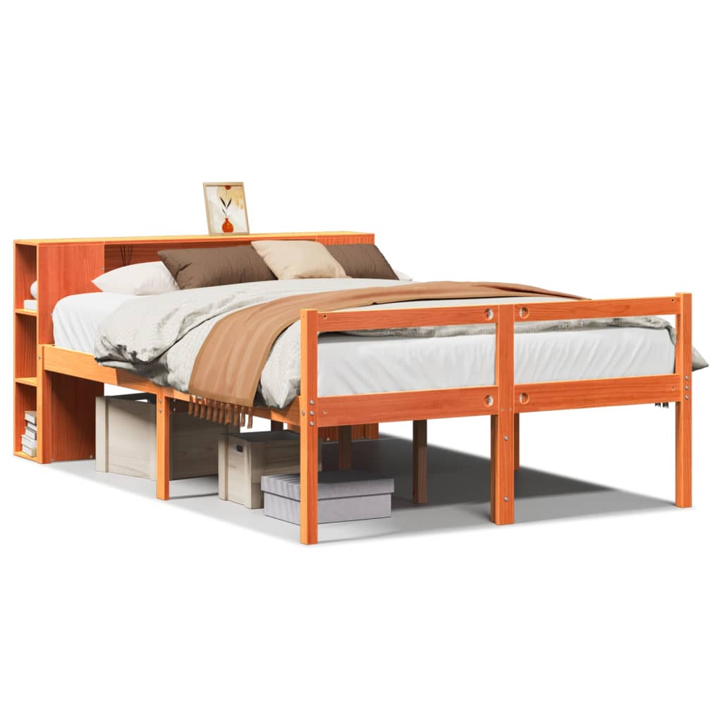 Letto Libreria senza Materasso Marrone Cera 140x190 cm Legno | homemem39