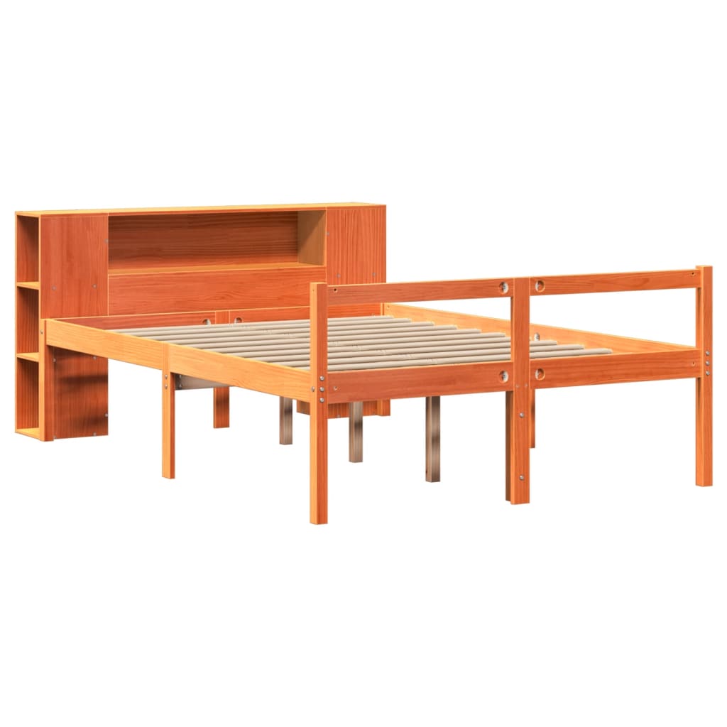 Letto Libreria senza Materasso Marrone Cera 140x190 cm Legno | homemem39