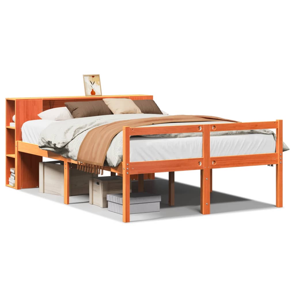 Letto Libreria senza Materasso Marrone Cera 140x200 cm Legno | homemem39