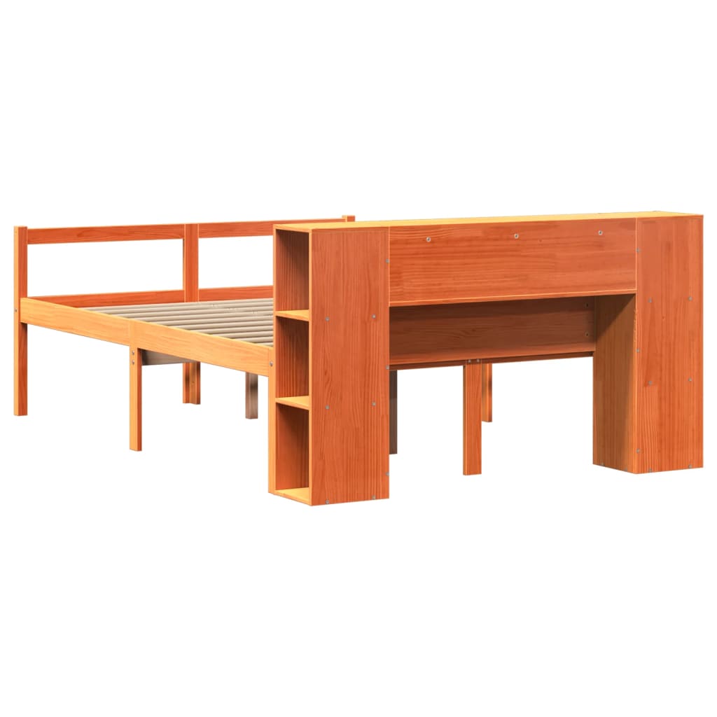 Letto Libreria senza Materasso Marrone Cera 140x200 cm Legno | homemem39