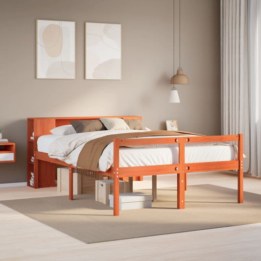 Letto Libreria senza Materasso Marrone Cera 160x200 cm Legno - homemem39