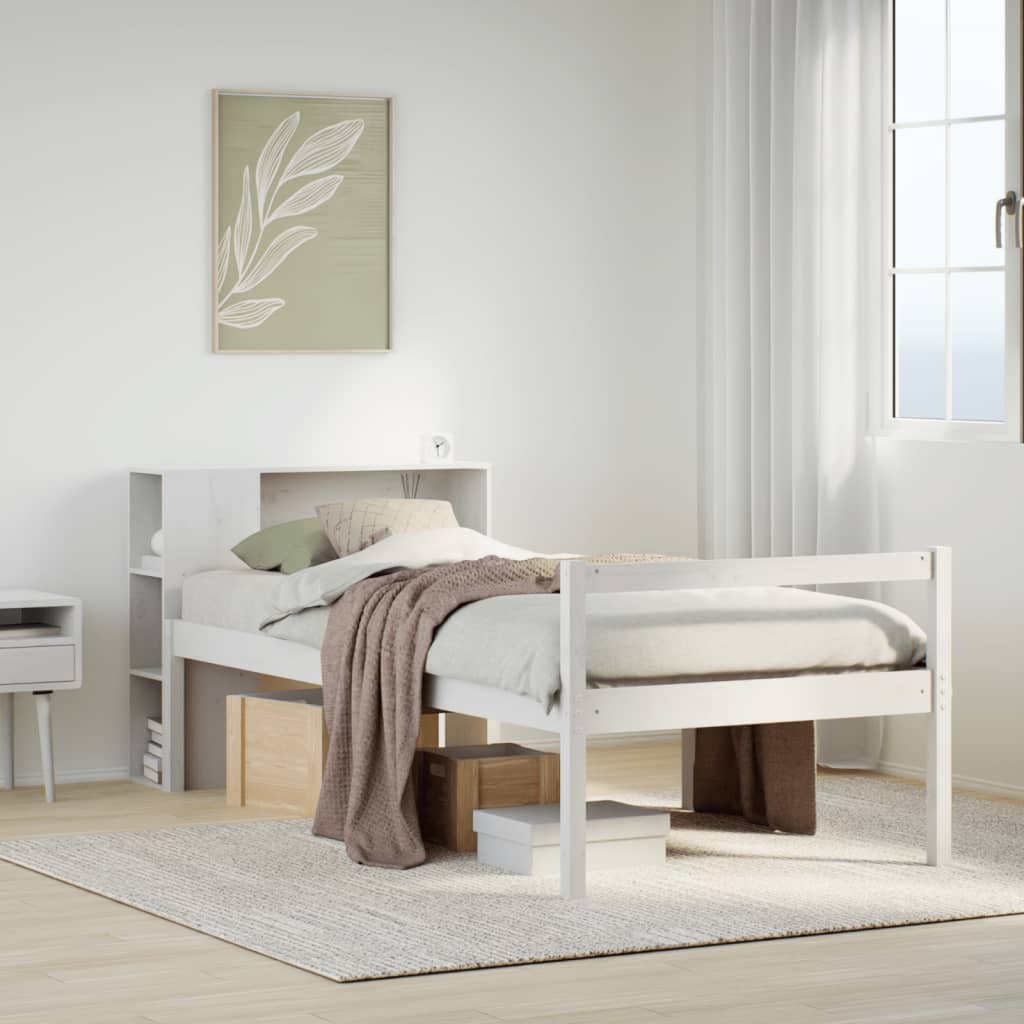Letto con Libreria senza Materasso 75x190 cm in Legno Pino | homemem39