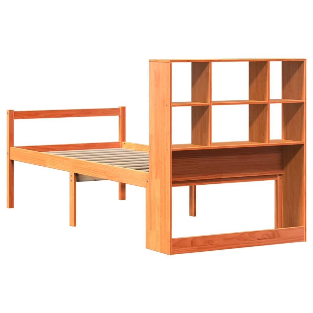 Letto Libreria senza Materasso Marrone Cera 75x190 cm Legno | homemem39