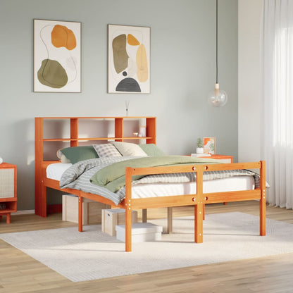 Letto Libreria senza Materasso Marrone Cera 150x200 cm Legno - homemem39
