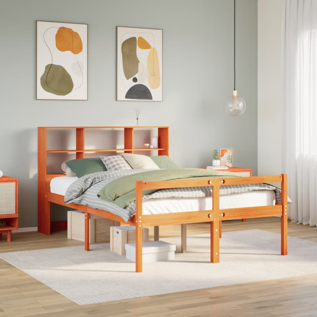Letto Libreria senza Materasso Marrone Cera 160x200 cm Legno - homemem39