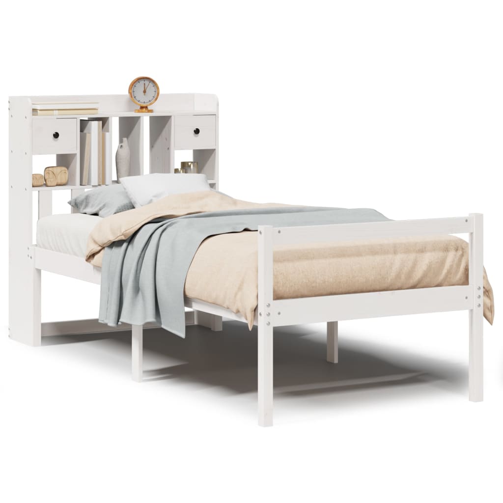 Letto Libreria senza Materasso Bianco 90x190 cm Massello Pino | homemem39