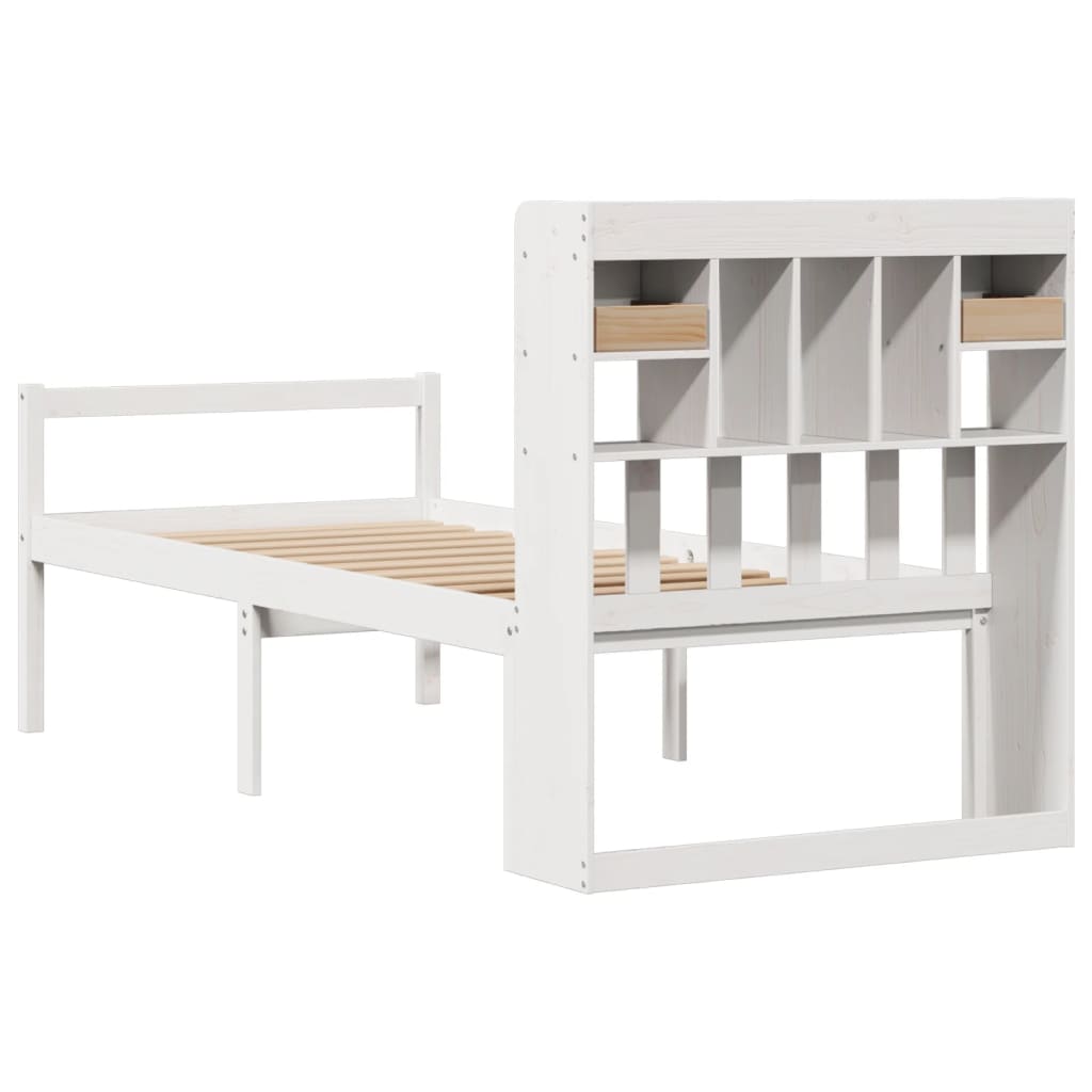 Letto Libreria senza Materasso Bianco 90x190 cm Massello Pino | homemem39
