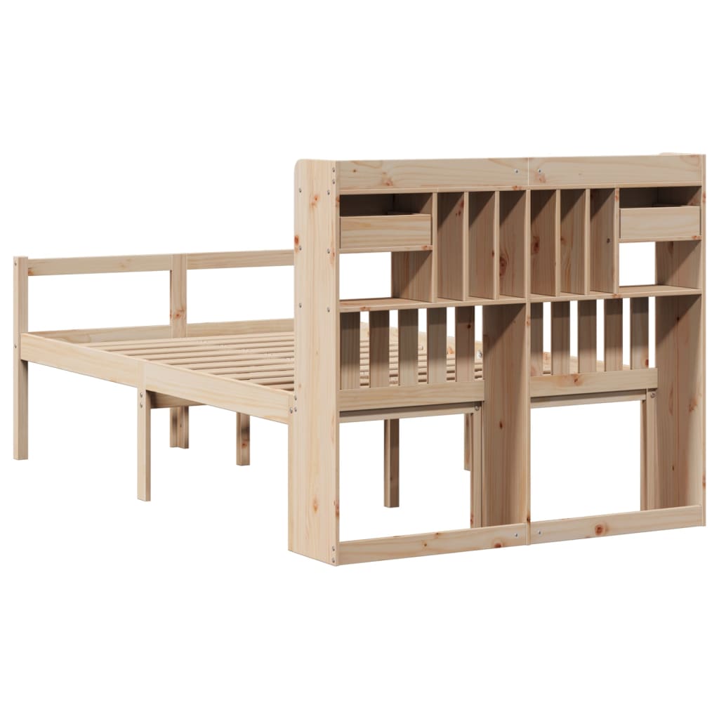 Letto Libreria senza Materasso 135x190 cm in Legno di Pino | homemem39