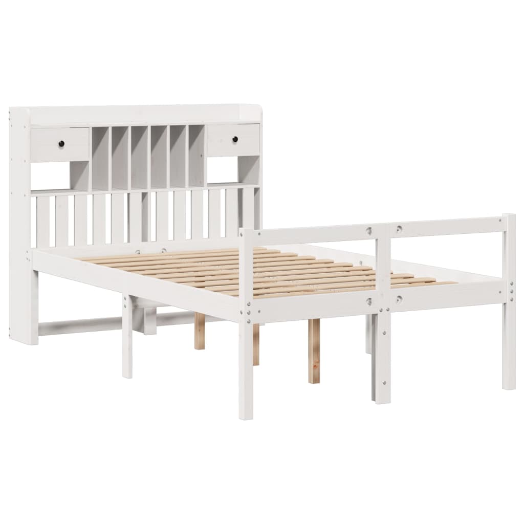 Letto Libreria senza Materasso Bianco 135x190 cm Legno di Pino - homemem39