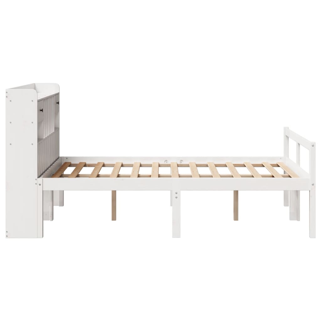 Letto Libreria senza Materasso Bianco 135x190 cm Legno di Pino - homemem39