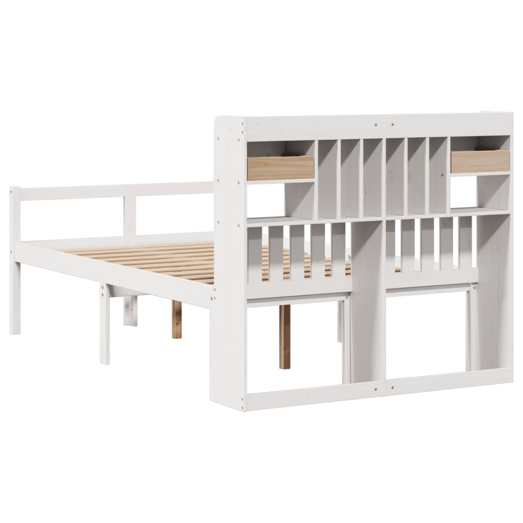 Letto Libreria senza Materasso Bianco 135x190 cm Legno di Pino - homemem39