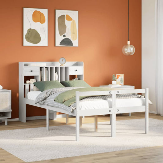 Letto Libreria senza Materasso Bianco 135x190 cm Legno di Pino - homemem39