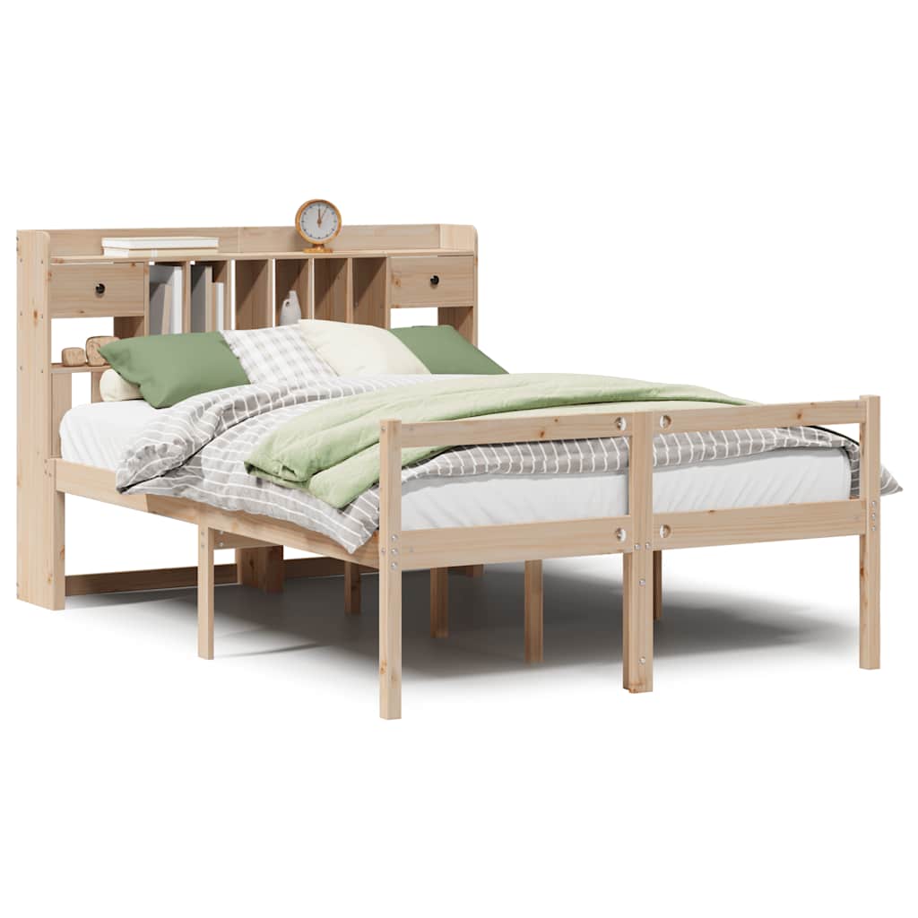 Letto Libreria senza Materasso 140x190 cm in Legno di Pino - homemem39